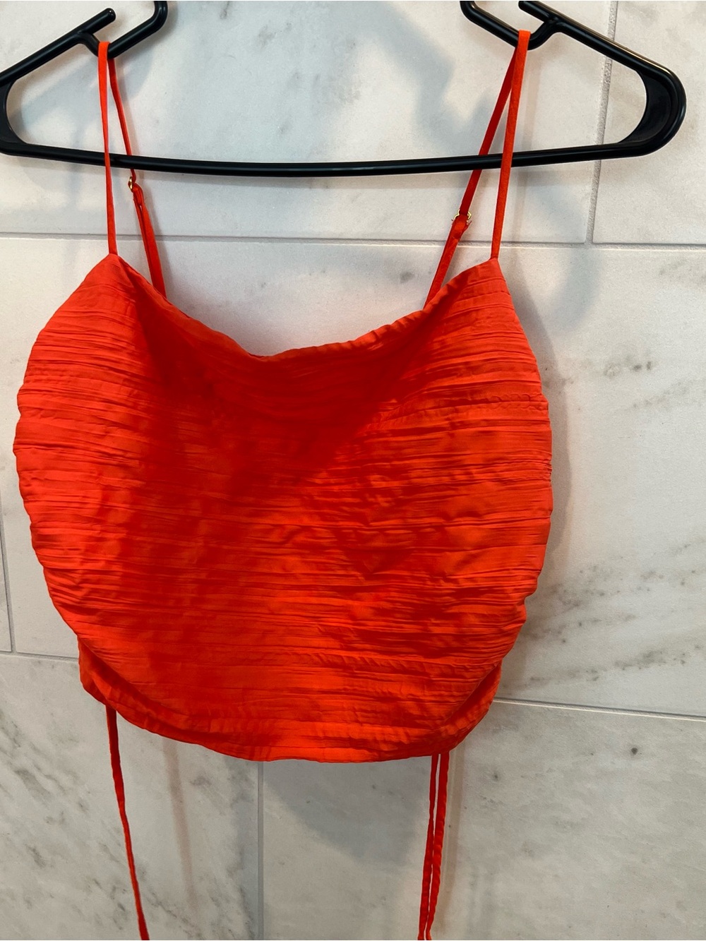 Urban Outfitters Orange Ruched Satin Cami Top